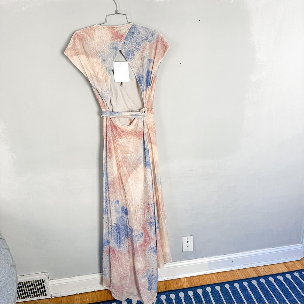 Free People Desert Flower Velvet Maxi Dress NWT XS Pink Blue Tie Dye - Picture 6 of 9